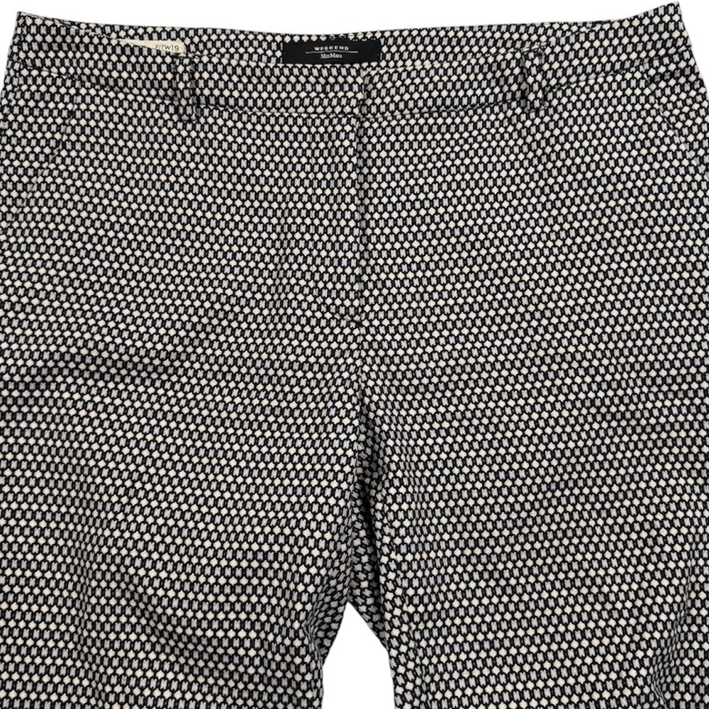 Weekend Max Mara Capri Flare Pants Womens 10‎ Black White Geometric Stretch